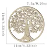 Table Mats 4pcs 11cm Round Hollow Wooden Tree Of Life Heat Insulation Mat Natural Wood Laser Cutting Woodworking Handcraft Art Deco