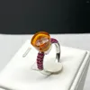 Bagues de cluster Bague en argent Cristal naturel Candy Sweety Mosaïque Zircon rouge pour femmes 2023 Or Taille 6/7/8/9