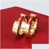 Stud Gold Diamond Earrings Titanium Steel Love For Women Exquisite Simple Fashion With Bag Drop Delivery SMYELTY OTOJ3
