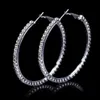 Hoop & Huggie Fashion Ladies 50mm Bridal Silver Color Crystal Diamante Rhinestone Round Earrings For Women Wedding Prom Accessorie264o