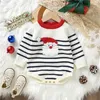 Pullover Noël bébé barboteuse nouveau-né tricot pull vêtements mignon Santa imprimé rayé à manches longues bouton body tricots infantile combishort L2312155