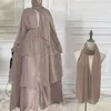 Etnische kleding Dames moslim Zacht en elegant chiffon Effen gelaagd truivest voor dames Dameskimono