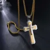 Nova chegada banhado a ouro hip hop aço inoxidável cristão jesus jóias colar cruz masculino