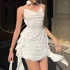 Casual Dresses Sexig öppen rygg v Neck tredimensionell blomsterband klänning Kvinnliga kvinnor V-ringning Floral
