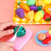 Kitchens Play Food Cutting Play Food Toy for Kids Kitchen Pretend Fruit Vegetables Accessories Educational Toy Food kit for Toddler Children Gift 231218