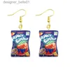 Dangle lustre boucle d'oreille pour femmes résine goutte sur mesure fait à la main mignon filles cadeau Eardrop drôle frites fromage Chips nourriture collations L231219