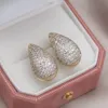 Stud Korea S Design Fashion Jewelry 14K Gold Plated Luxury Zircon Water Drop Earrings Elegant Women S Wedding Party Accessories 231219