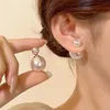 Orecchini con perno a forma di fascino autunnale a doppia faccia Orecchini con sfera di perle grandi per le donne Dichiarazione Elegante gioielli per banchetti per feste da donna 231219