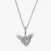 100 ٪ 925 Sterling Silver Pave Heart and Angel Wings Nclaces Fashion Women Wedding Complicing Jewelry Excensions2136