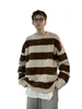 Herensweaters Pullover Gestreepte trui met ronde hals Lente Herfst en Winter Los Casual Bovenkleding Innerlijke slijtage Basis Gebreide kleding Jas Mode