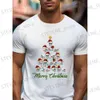 Erkekler Tişörtleri Festivali Noel Tişörtleri Erkekler Kafatası 3D Baskı Erkekler Tişört Kısa Kol Günlük Moda Tshirts Erkek Giyim Noel Tops T231219