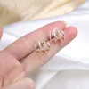 2022 quatro garra brinco manguito ouro zircon sterling sier agulha brincos minimalistas para mulheres meninas presente