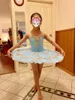 Scenkläder rosa blå vit ballerina klänning professionell balett tutu barn barn prestationskläder kostym dankläder kläder flickor