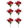Bouquet de Poinsettia artificielles, 6 pièces, fleurs décoratives, tête rouge Xms, ornements d'arbre de noël, décorations intérieures et extérieures