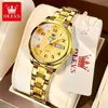 Frauen Uhren Olevs Luxus Quartz Uhr für Frauen elegante Edelstahl Uhr Luminous Water of Week Date Armbandwatch Ladies Dress Watchl231217