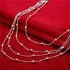 Women's Sterling Silver Plated Four Layers of Light Bead Tennis necklace GSSN751 fashion lovely 925 silver plate jewelry Grad215j