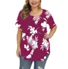 Tops Big size 5XL Summer Woman Tshirt Short sleeve button printed tshirts female Fat MM plus size women clothing large size tops