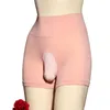 Cuecas sexy homens boxers sissy bola bolsa calcinha sem costura altura cintura briefs sólida elasticidade roupa interior macio leve lingerie