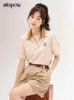 Polos Women Polos Mishow francuska haftowa koszulka polo dla kobiet 2023 Summer Koreańska Kolejna Kolorowa szyja Kobieta Solid Tops Office Pani
