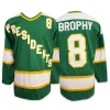 8 Nick Brophy Hyannisport Prezydenci slapshot film hokeja hokeja koszulka zielona mężczyźni kobiety młodzież podwójnie zszyte koszulki 53