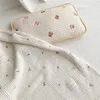 Blankets Cotton Embroidery Waffle Baby Swaddle Blanket Born Muslin Bedding Gauze Infant Recieving Babies Accessories