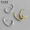 F I N S Woman in stile coreano S925 Orecchini in argento sterling in Orecchini di tipo C minimalisti a due toni semplici gioielli fine design 210325241q