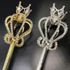 Barrettes à cheveux Barrettes Bling Crystal Sceptre Baguette Or Argent Couleur Diadèmes et couronnes Sceptre King Queen Wedding Pageant Party Cos260n