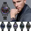 Wristwatches Men'S Sports Mesh Belt Luminous Watch Hollow Calendar Blue Light Analog Wrist Luxury Alloy