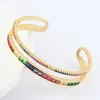 Bangle Double Layer Cuff Bangle Bracelet Gold Color Copper Multi Color Rainbow Bangles for Women Girls Fashion Jewelry 231218