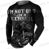 T-shirt da uomo in cotone vintage da uomo T-shirt 3d retrò moto maglietta oversize per uomo abbigliamento biker racing t-shirt motor tees manica lunga top T231219