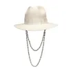 Chapeaux à large bord seau été Jazz Top français lettre accessoires Lafite Gras s chaîne décoration chapeau de soleil style punk paille 231219