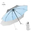 Umbrellas Titanium Silver Mini Folding Umbrella For Women 6/8-bone 5 Fold Sunny And Rainy