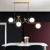 Kolye lambaları Nordic Altın Kuş Işıkları Yemek Odası Modern Oturma Yatak Odası Kitchen Cafe Cam Deco Aydınlatma