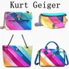 Miroir qualité Designer Kurt Geiger sac à main arc-en-ciel rayures en cuir sac à main femmes homme sacs à bandoulière pochette rabat fourre-tout sac coeur enveloppe sacs à bandoulière