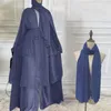 Etnische kleding Dames moslim Zacht en elegant chiffon Effen gelaagd truivest voor dames Dameskimono