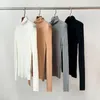 Women's Sweaters Seamless Knit Bottoming Sweater Turtleneck Thin Long Sleeve Slim Simple Female Pullover 2024 Spring