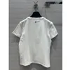 Mode 2024 Runway Zomer Witte Katoenen T-shirts Vrouwen O-hals Korte Mouw Landschap Patroon Print Pailletten Casual T-shirts