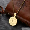 Pendant Necklaces Golden Bible Coin Medal Praying Hands Necklace Pendant 14K Yellow Gold Chain Relius Prayer Christian Jewelry Drop De Dhamq