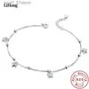 Anklets Solid 925 Silver Anklet Women Summer Fashion Trend Butterfly and Heart Shed Pendant 100% 925 Sterling Silver Anklet Jewelryl231219