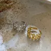 Silvology 925 anneaux irréguliers en argent Sterling décalés bosse dent ajouré japon corée anneaux larges pour les femmes bijoux à la mode290v
