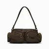 Sacos de noite punk múltiplos bolsos bolsa de ombro vintage mulheres designer bolsa de alta qualidade axila para mulheres telefone travesseiro tote