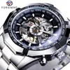 ステンレス鋼の防水メンズスケルトン時計の腕時計のトップブランド豪華な透明なメカニカルスポーツ男性リスト231219