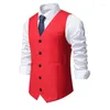 Gilet da uomo Plus Gilet da uomo Quattro stagioni Elegante Casual Nero Bianco Rosso Scollo a V Abito da lavoro Abito da sposa Gilet da damigella d'onore