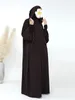 Vêtements ethniques Robes modestes musulmanes traditionnelles Rides Polyester Ramadan Abaya Sweats à capuche islamiques Turquie Robe de sport Mode