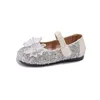 Płaskie buty buty dla dzieci Bow księżniczka wiosna jesienna słodkie kryształowe mieszkania miękkie miękkie miękkie maryjne mokree obuwie rozmiar 23-35 231219