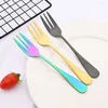 Forks 1PCS Tea Fork Zestaw oprogramowania ze stali nierdzewnej Mały deser owocowy na ciasto przekąskę złota sałatka zastawa stołowa