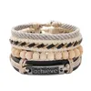 Charm Bracelets Vintage Leather Bracelet Men Personality Fashion Four-piece Simple Hand-woven