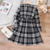 Vestidos da menina Mid Autumn Girls 'New College Style Manga Longa Vestido Casual