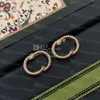 Women Designer Simple Earrings Ear Studs Retro Rose Gold Letter Earrings Studs With Gift Box Package