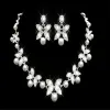 Rhinestone Faux Pearls Bridal smycken set örhängen Halsband Crystal Bridal Prom Party Pageant Girls Wedding Accessories